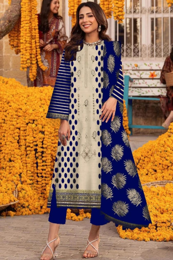 Embroidered print lawn