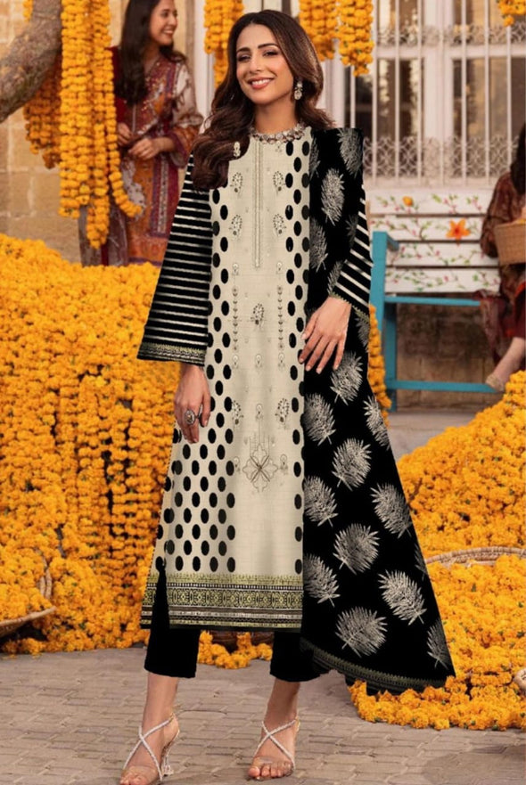 Embroidered print lawn